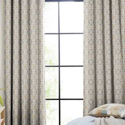 CASABLEU Turquoise Blue Set of 2 Geometric Long Door Curtain-picture-44
