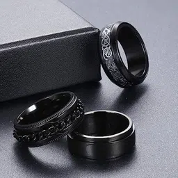 MEENAZ Set Of 3 Silver-Plated Finger Rings-image-16