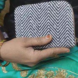 sumera warq Hemp Compact Zipper Wallet For Women Chevron Pattern Size14 x 10 cm (Brown) image 4