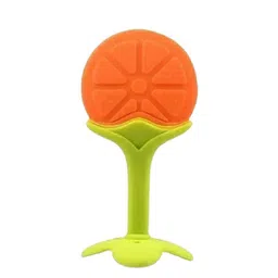 Kalra Magic Orange-Coloured & Green Fruit Shape Baby Teether-picture-19