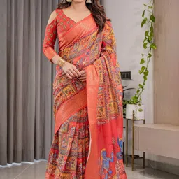 ALMAARI FASHION Ethnic Motifs Printed Pure Cotton Kanjeevaram Saree-picture-26