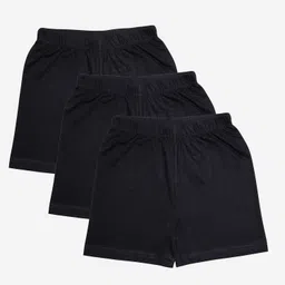 Kiddopanti Pack Of 3 Mid Thigh Length Solid Cycling Shorts - Black-picture-15