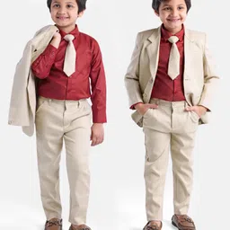 Babyhug Full Sleeves 4 Pcs Party Suit - Cream-picture-17