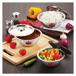 HAZEL Stainless Steel Serving Bowl Wati Vati Katori With Lid Pack of  3 - Silver-picture-17