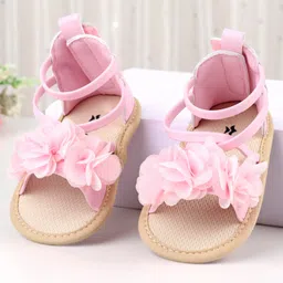Cute Walk by Babyhug Slip On Booties Floral Applique - Pink-picture-34