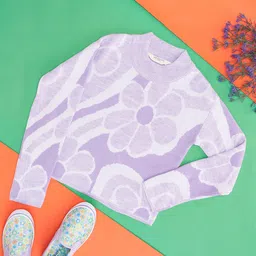 Pantaloons Junior Full Sleeves Floral  Designed Pullovers - Lilac-picture-22