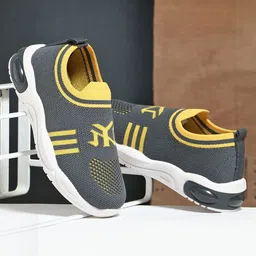 TOMSY CHOICE Mesh Detailed & Colour Blocked Shoes - Yellow-picture-19