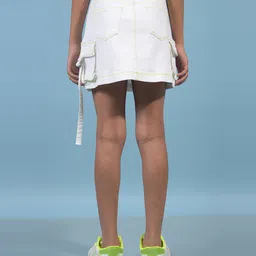 CRIMSOUNE CLUB Cotton Woven Solid Skirt - White image 3