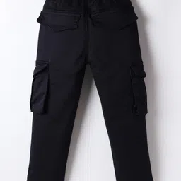 Olio Kids Cotton Woven Full Length Trouser With Cargo Pockets - Navy Blue image 2