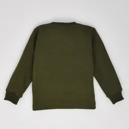 Kiwi Cotton Knit Full Sleeves Cute Text Foil Printed Light Winter Sweatshirt - Green image 3