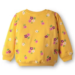 Babyhug Cotton Knit Full Sleeves Sweatshirts With Floral Print Pack of 2 - Fuchsia & Yellow image 3