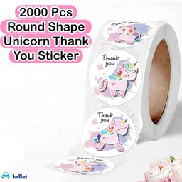 FunBlast Unicorn Design Thank You Stickers for Kids - 4 Rolls Multicolor image 4
