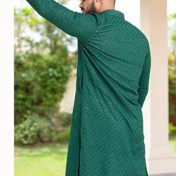 BH FAB Men Green Viscose Rayon Kurtas image 3