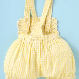 ToffyHouse Interlock Knit Dungaree with Half Sleeves T-Shirt with Floral Bunny Print & Embroidery - Blue & White image 5