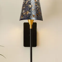 Devansh Black & Black Metal Frustum Shaped Wall Lamp image 2