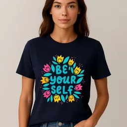 Anikmart Women Typography Printed Round Neck Pure Cotton T-shirt-picture-31