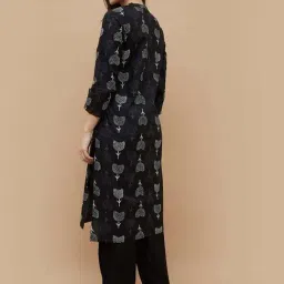 Melange By Lifestyle Black Cotton Regular Fit Printed Kurta image 2