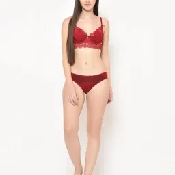 Da Intimo Maroon Lace Lingerie Set image 5