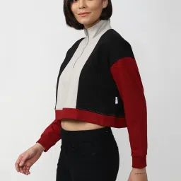 Forever 21 Multicolor Color-Block Crop Sweatshirt image 3