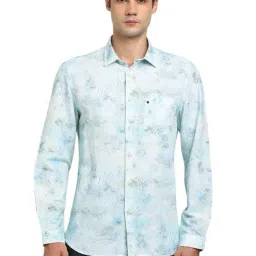 Turtle Sky Blue Slim Fit Printed Shirt-picture-46