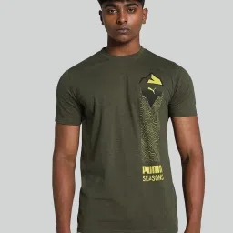 Puma Green Regular Fit Printed Sports T-Shirt image 1