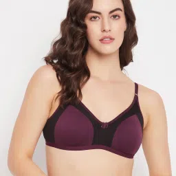 Clovia Purple & Black Full Coverage Non-Wired Bra image 1