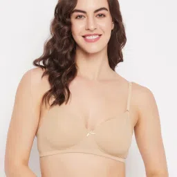 Clovia Beige Full Coverage Non-Wired T-Shirt Bra image 1