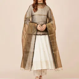 Fabindia Black Woven Pattern Dupatta image 1