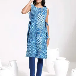 VASTRAMAY Blue Printed Straight Kurta image 1