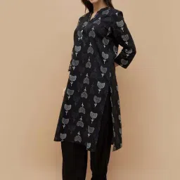 Melange By Lifestyle Black Cotton Regular Fit Printed Kurta image 3