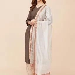 Fabindia Off-White Woven Pattern Dupatta image 1