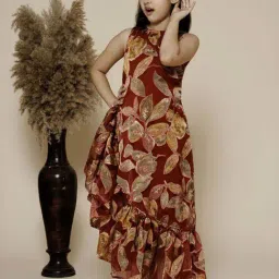 Piccolo Kids Maroon Printed Regular Fit Dress-picture-42