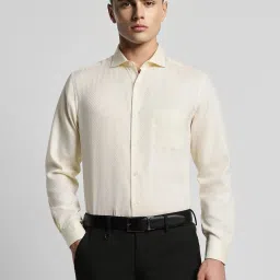 Peter England Elite Beige Cotton Slim Fit Shirt image 1