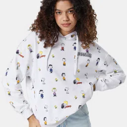 The Souled Store White Peanuts: Character Printed Oversized Hoodie image 3