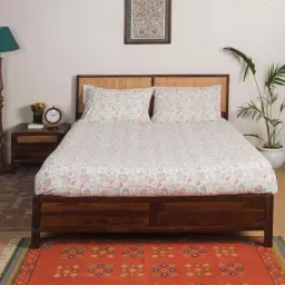 Fabindia Home Multicolor Cotton 140 TC Double Bed Sheet with 2 Pillow Covers-image-78