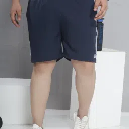 John Pride Navy Polyester Regular Fit Solid Short-image-34