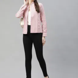 Cottinfab Pink & White Striped Cotton Jacket image 4