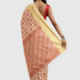 Mimosa Beige Textured Saree With Blouse image 2