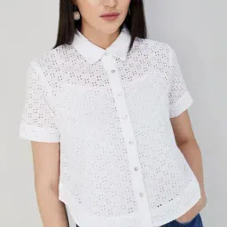 Code by Lifestyle Off-White Self Pattern Shirt With Inner-image-41