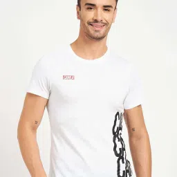Camla White Cotton Regular Fit Printed T-Shirt image 1
