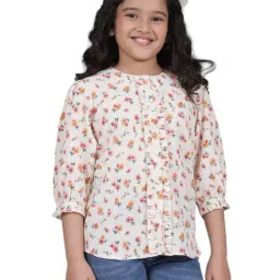 Cantabil Girls Cream Printed Top-image-79