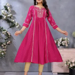 Rangita Pink Regular Fit Embroidered Kurta image 1