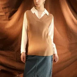 KAZO Brown Solid Sweater image 1