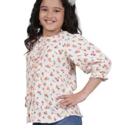 Cantabil Girls Cream Printed Top image 4