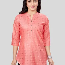 Saree Swarg Pink Printed A Line Kurti image 1