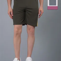 Force NXT Olive & Grey Regular Fit Sports Shorts- Pack Of 2 image 1