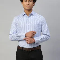 Don Vino Blue & White Regular Fit Striped Pure Cotton Shirt image 1