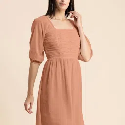 Moomaya Peach Regular Fit A Line Dress image 1