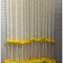 Sellplus 18Pcs White & Yellow Nutts Mogra String With Marigold Tassel Hanging-picture-24