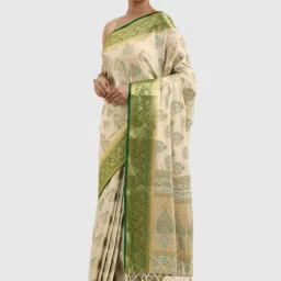 Mimosa Off White Textured Saree With Blouse image 1